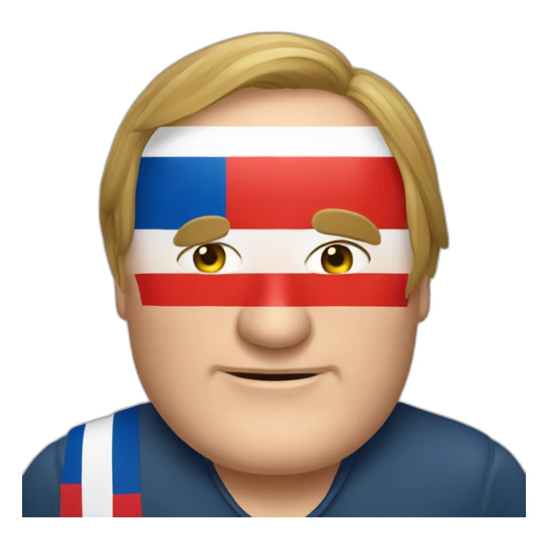 Gerard Depardieu with russian flag sticker