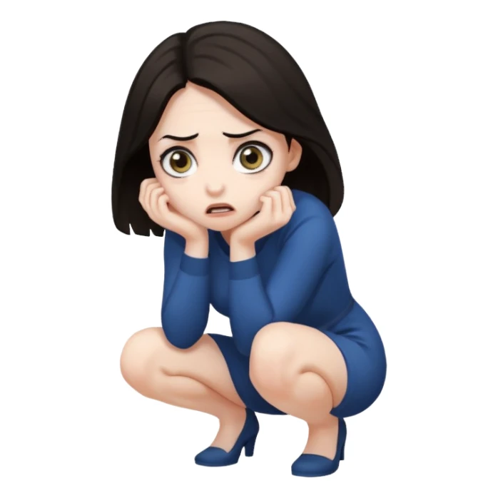 frightened woman crouching sticker