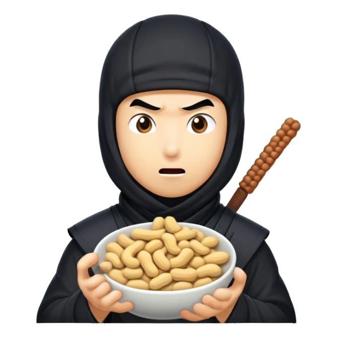 Ninja eating peanuts sticker