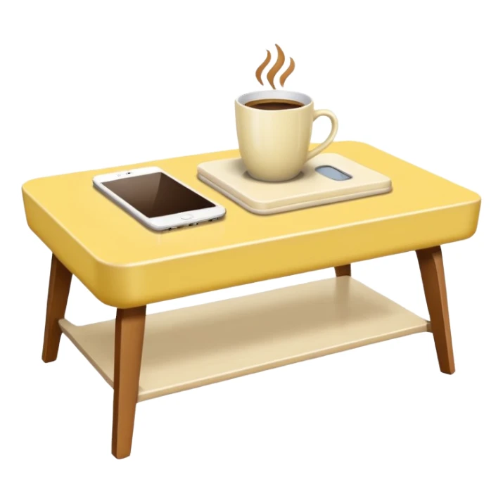 light yellow coffe table, coffee on top
 sticker