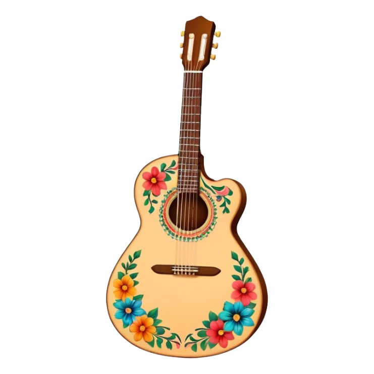 Spanish guitar with colorful decorations sticker