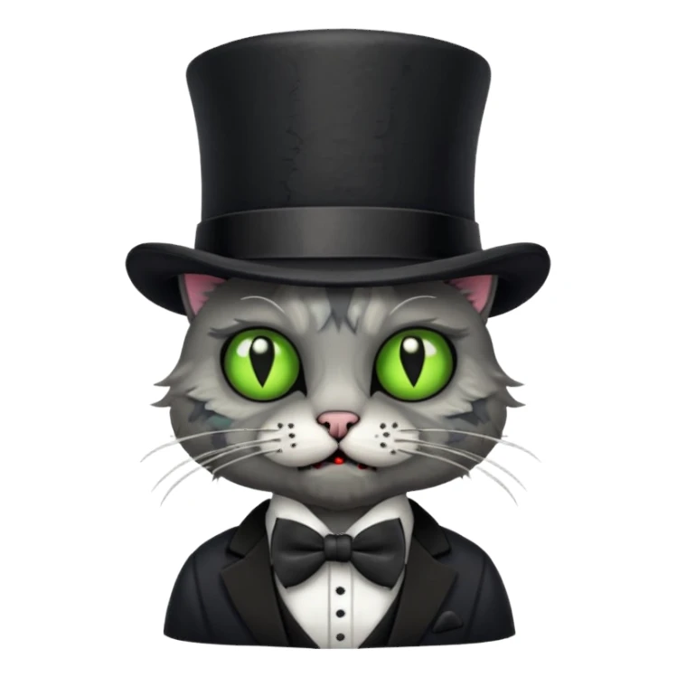 zombie cat with bow tie and top hat sticker