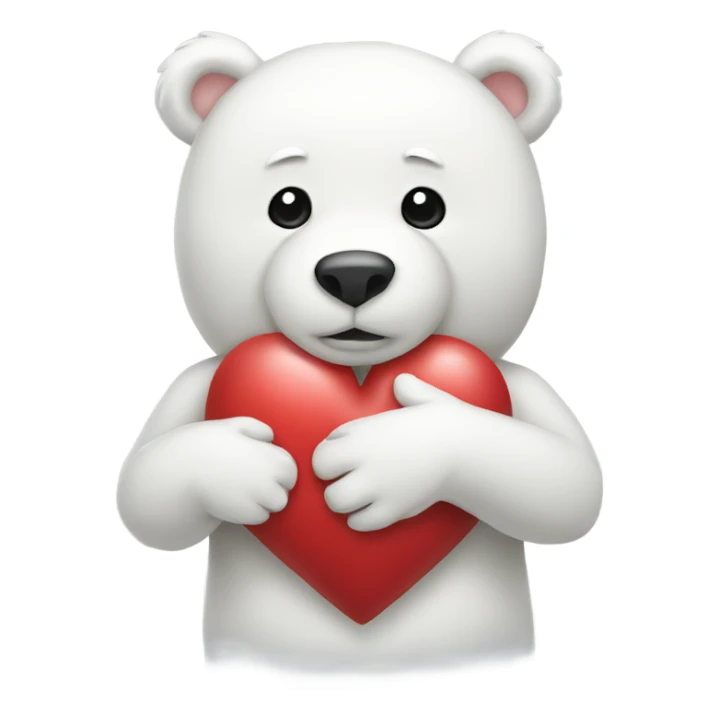 White bear with heart sticker