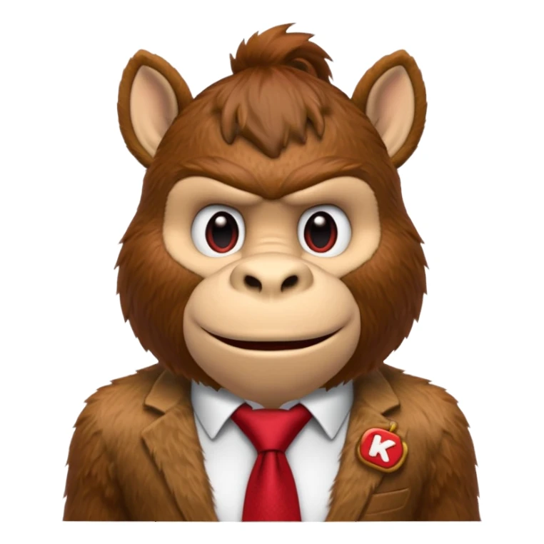 Donkey Kong🦍💪🐵 with red tie with his initials (DK) on sticker