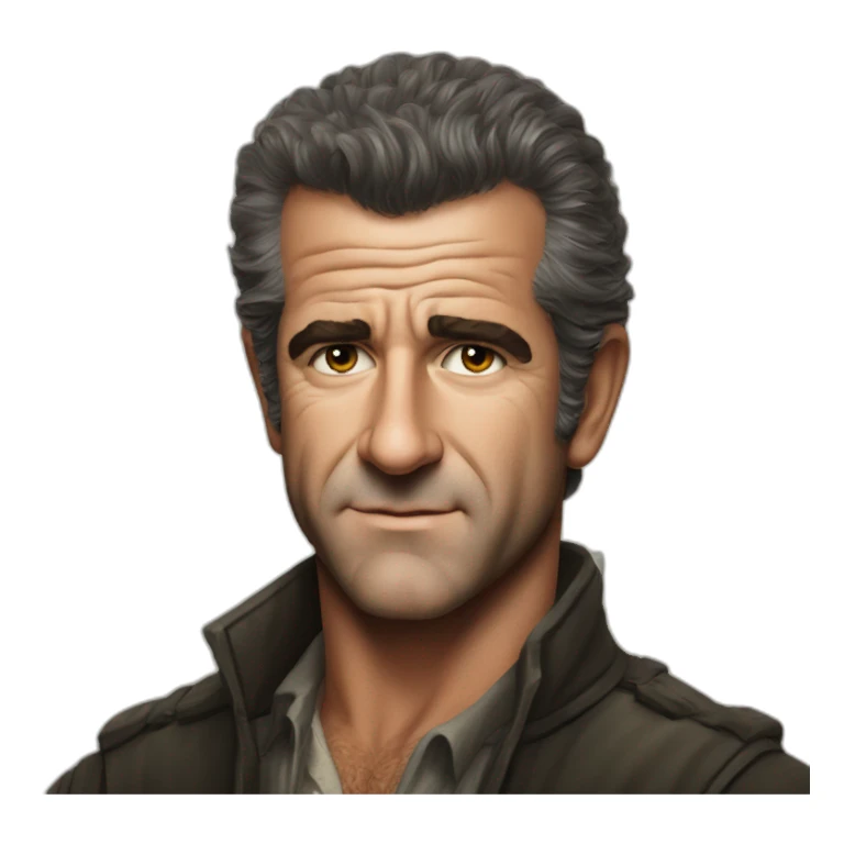 Young Mel Gibson portrait without smile sticker