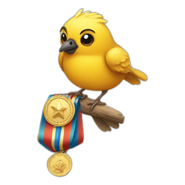 bird with a medal sticker
