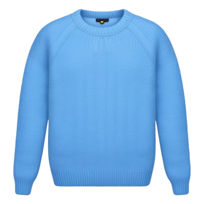 sky-blue knitted wool sweater, round neck. sticker