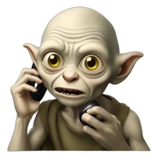 gollum calling at the phone sticker