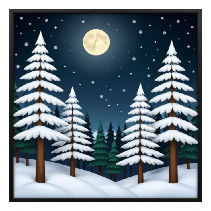 Beautiful snowy night forest sticker