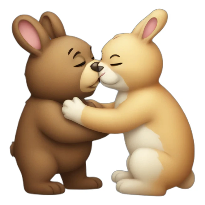 Bear and bunny kissing sticker