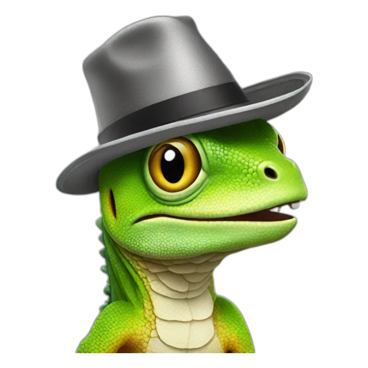 Caméléon avec un chapeau sticker