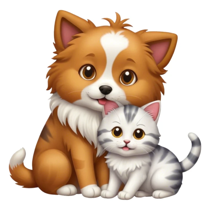 Dog and cat playing sticker