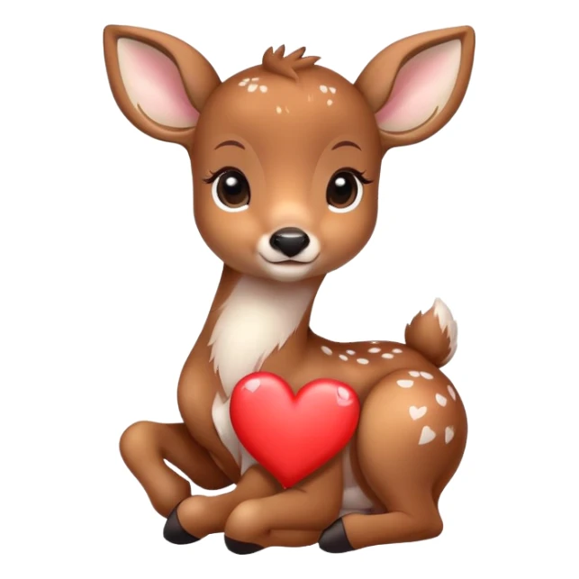 Baby deer with a heart sticker