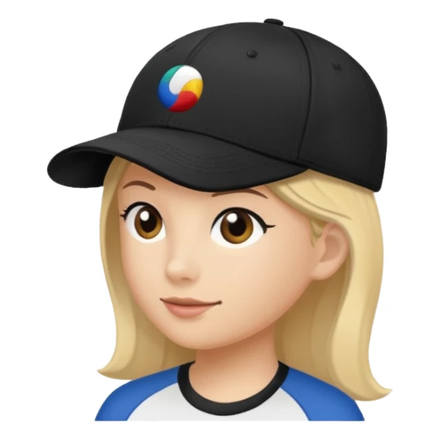 an ios genmoji for a black baseball cap sticker