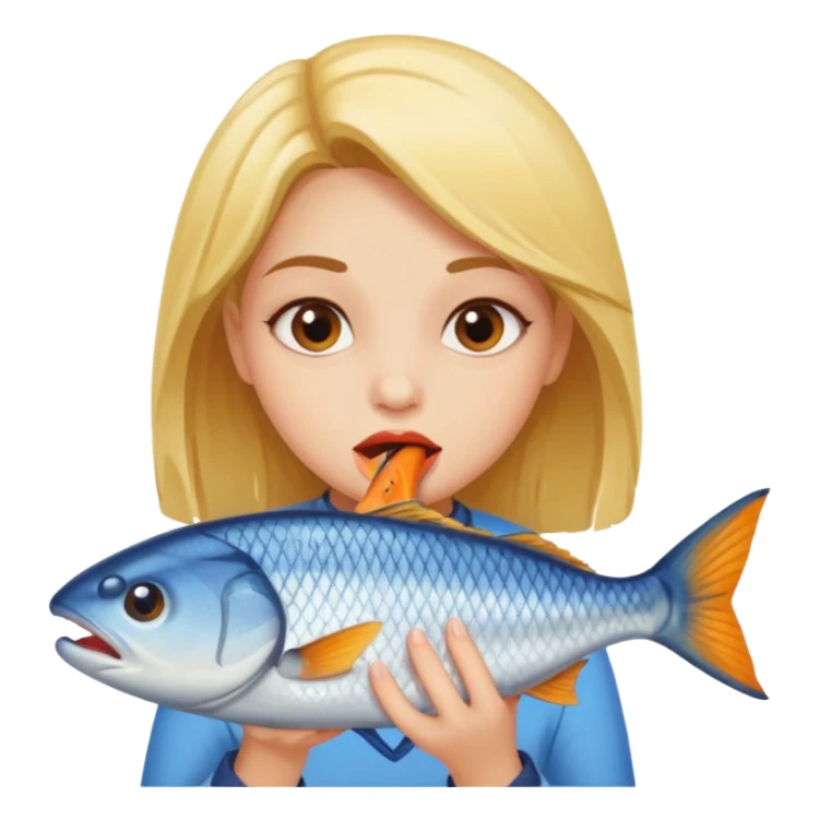 a girl eating fish sticker