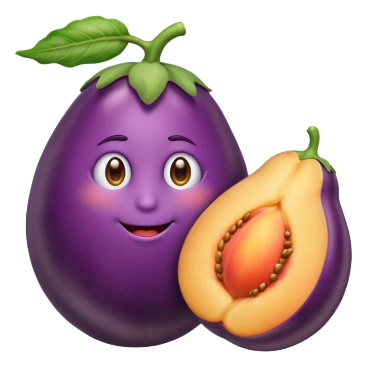 Eggplant stuck in a peach  sticker
