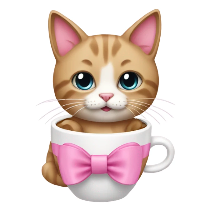 Cat wearing pink bow drinking coffee  sticker