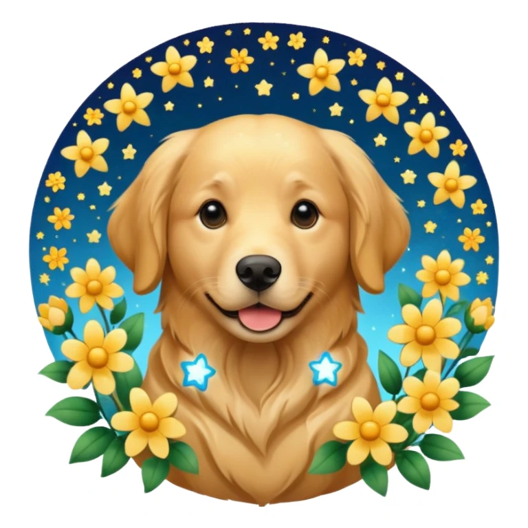 собака з квітами та зірками sticker