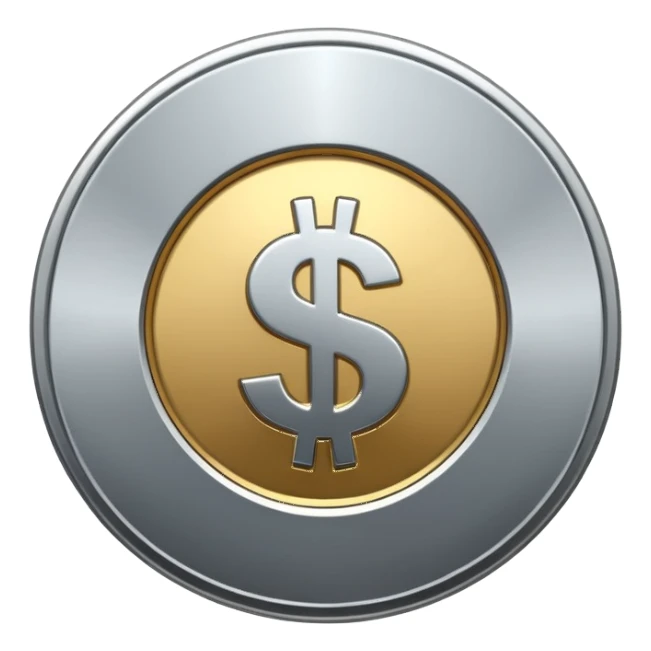 silver coin with dollar sign sticker