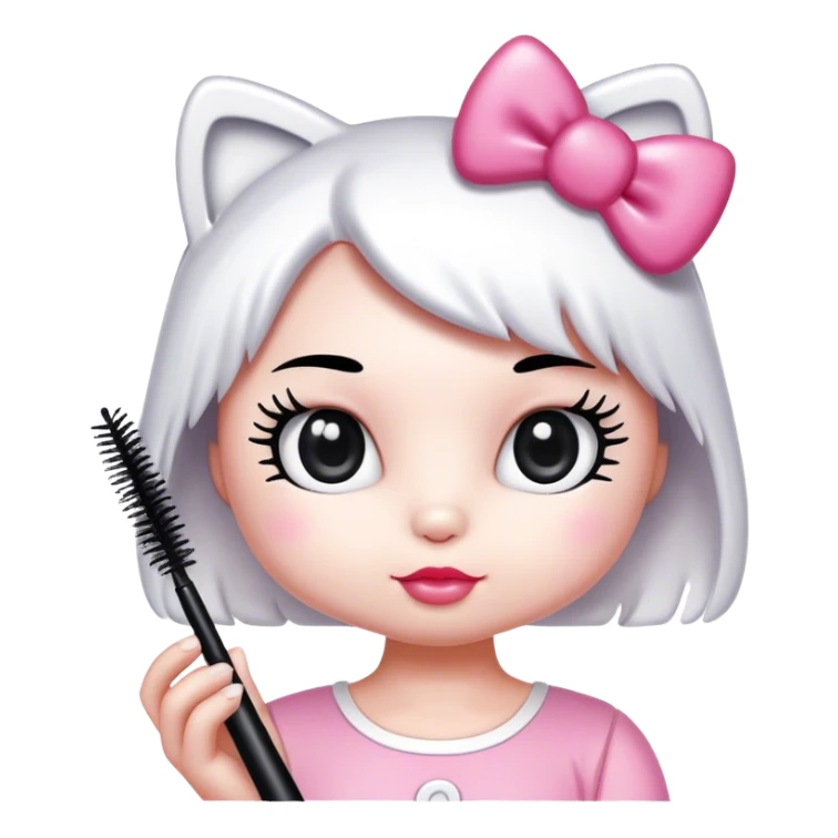  hello Kitty holding an eyelash mascara spoolie sticker