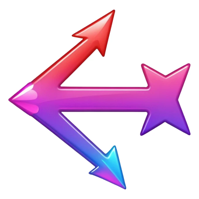 color gradient between red and purple glitter arrow sticker