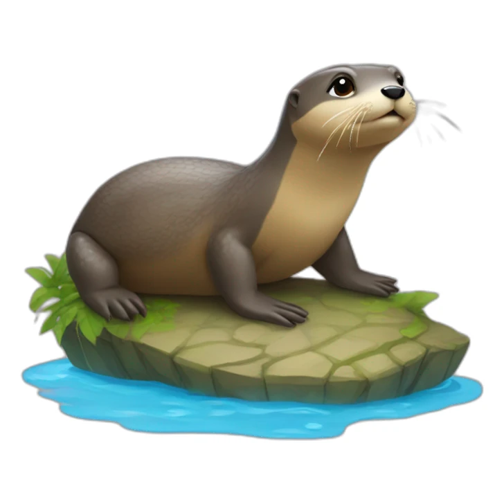 Une loutre sur une tortue sticker