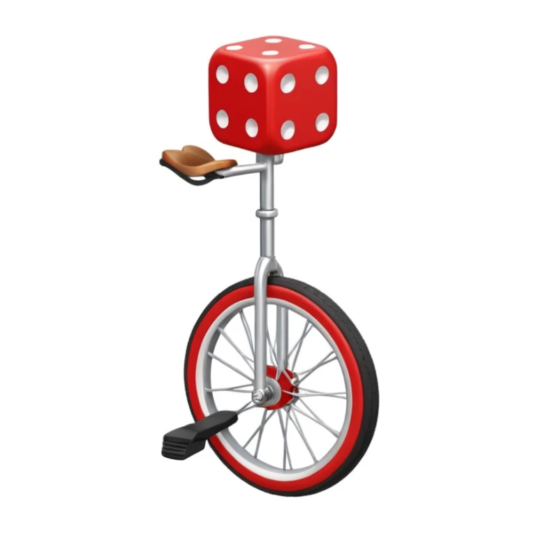 dice riding on a unicycle  sticker