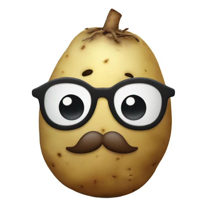 Potato with a mustache sticker