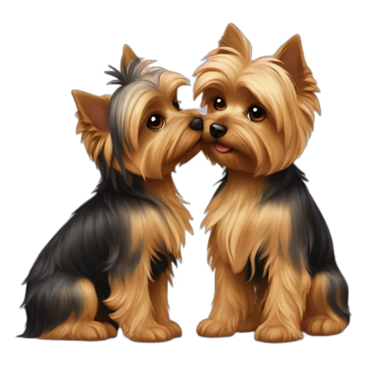 two Yorkshire terriers kissing sticker