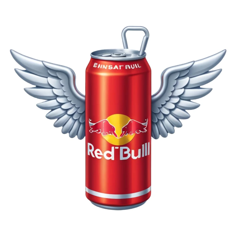 a red bull can with wings sticker
