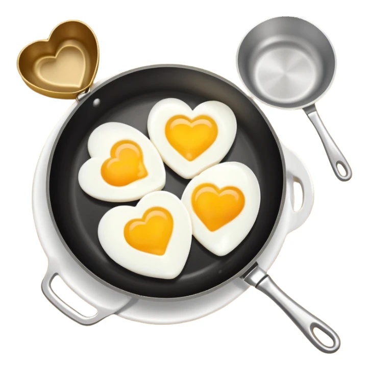 cooking pan with double heart-shaped eggs sticker