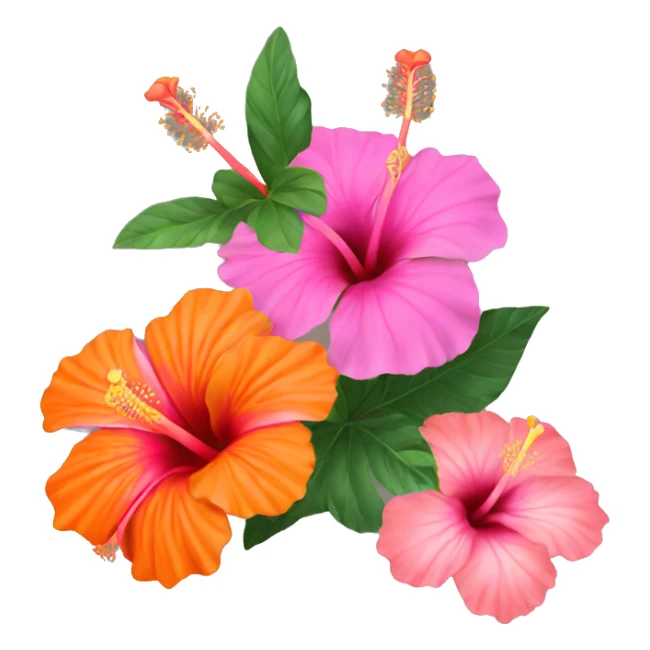 Orange and pink hibiscus flower sticker