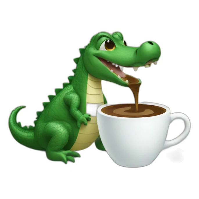 Alligator Drinking Coffee sticker