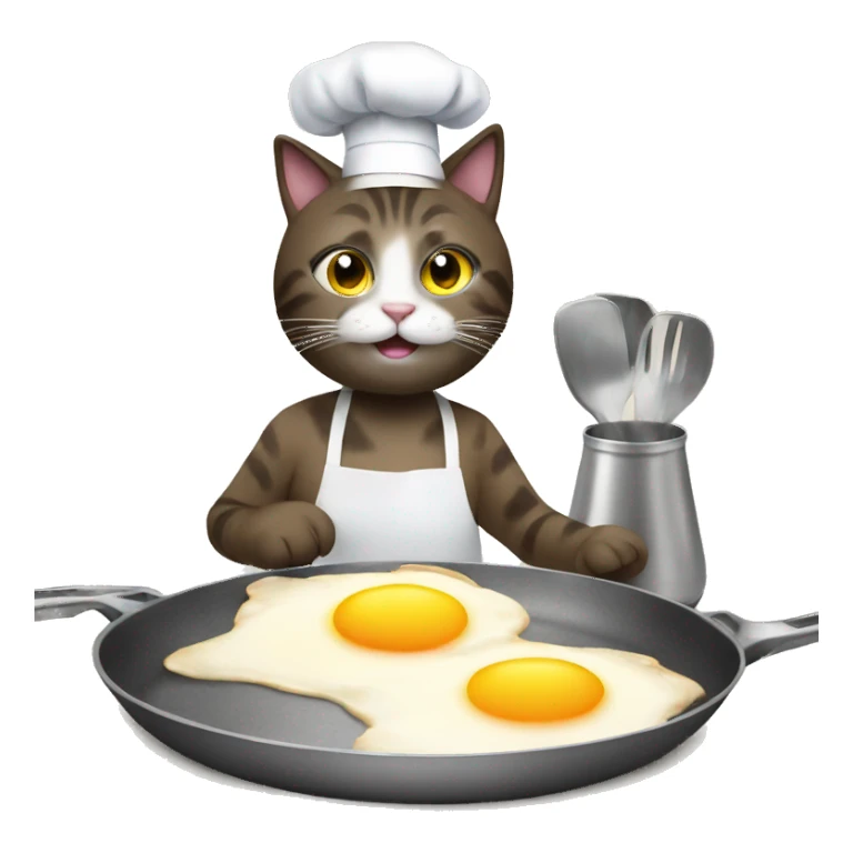 Cat cooking eggs sticker