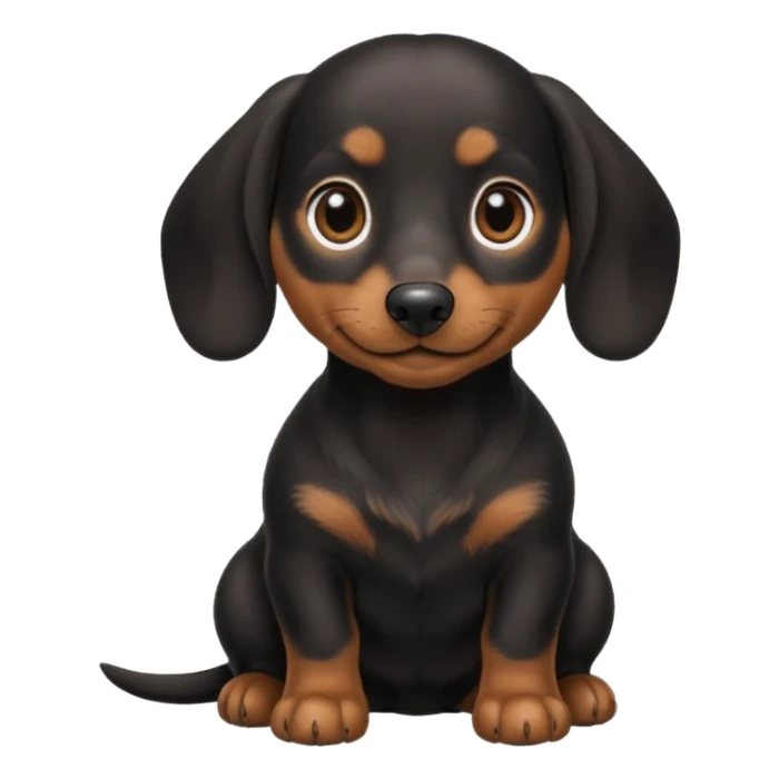 Black miniature Daschund sitting looking happy sticker