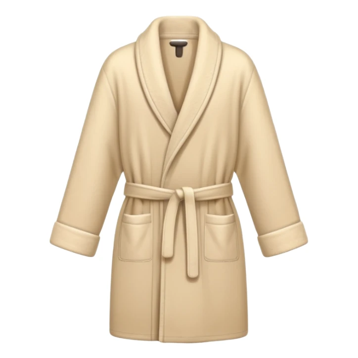 Soft beige bathrobe folded neatly, minimal aesthetic sticker