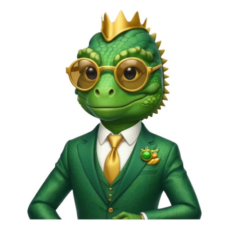 rich capitalist iguana king gold sunglasses sticker