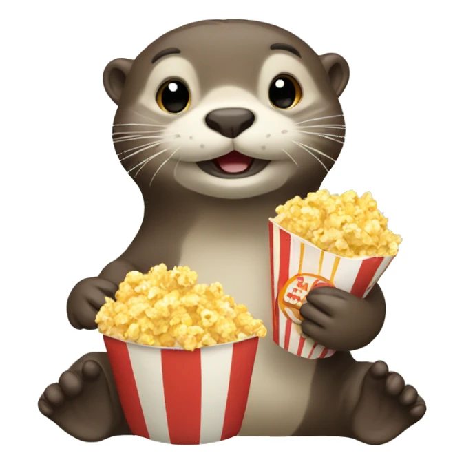 Otter with popcorn  sticker