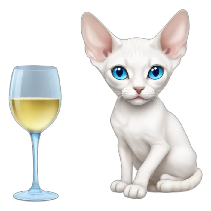 White devon rex with blue eyes drinking wine sticker