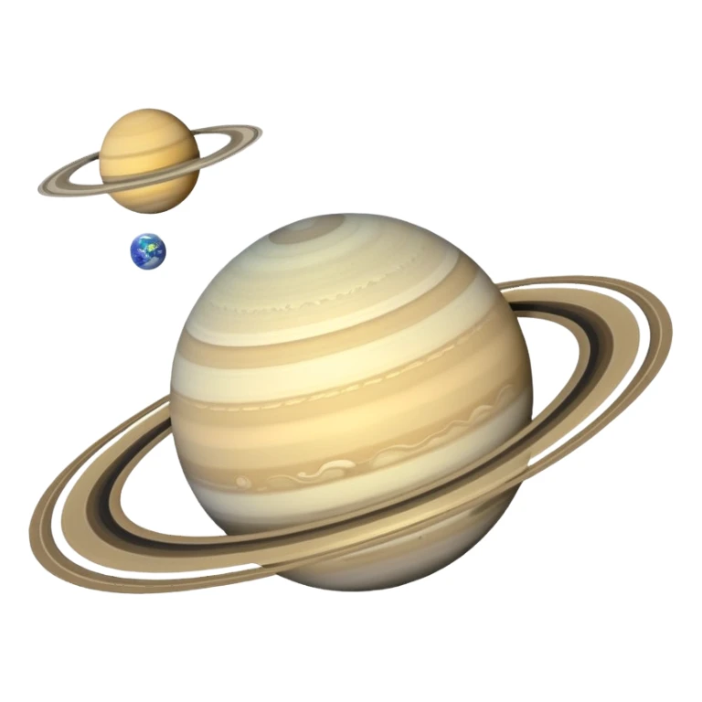 stylized planet Saturn with a ring and a tiny satellite emoji sticker