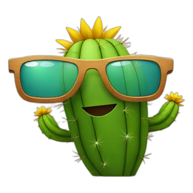 a cactus with sun glasses sticker
