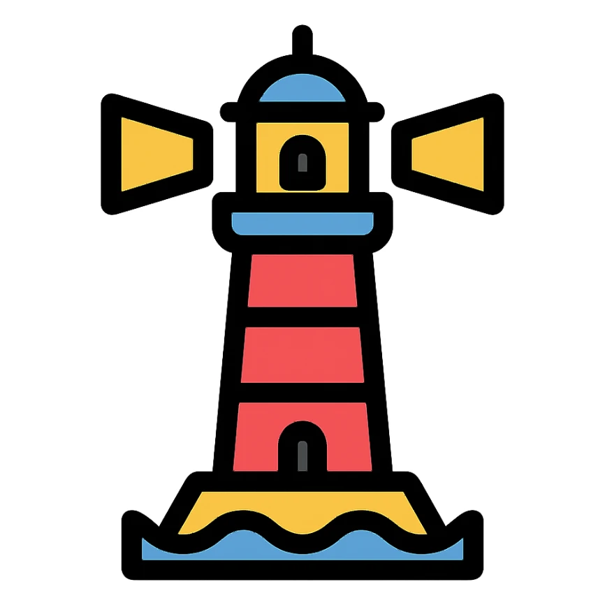 lighthouse in a modern icon style, simple and recognizable sticker