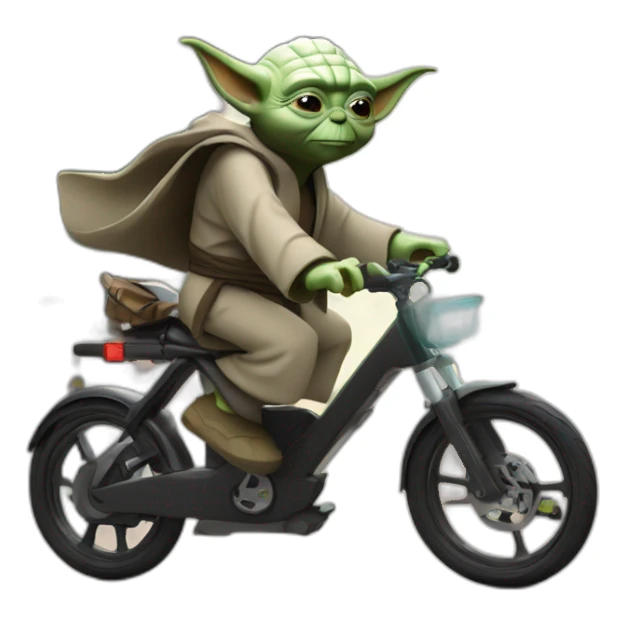 Yoda riding through city on ebike sticker