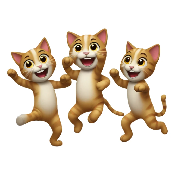 6 happy cats dancing the conga sticker