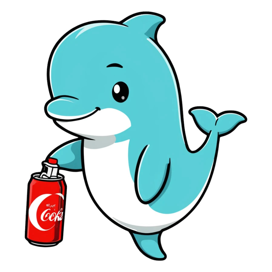 dolphin holding a Diet Coke can sticker