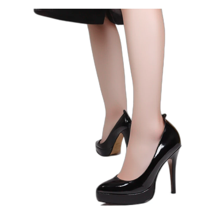 One view back Black Patent Leather Daffodile Platform Heels sticker