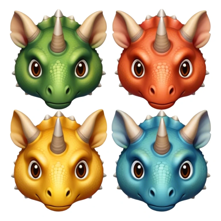faces of different triceratops sticker