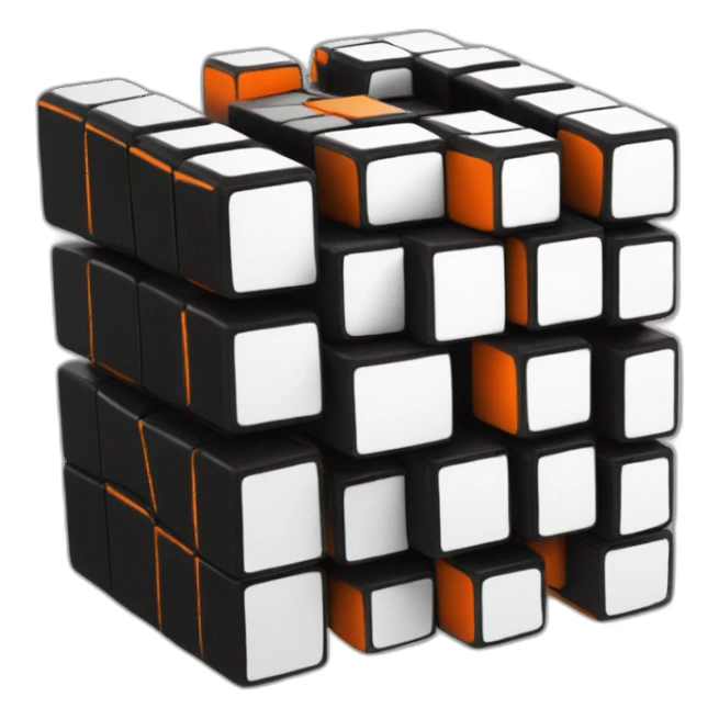 rubik cube black with orange details sticker