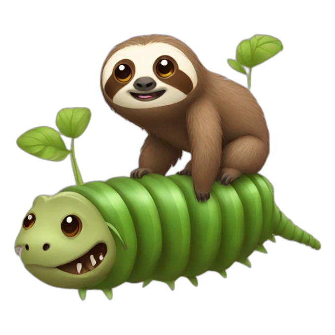 sloth riding caterpillar with head sticker