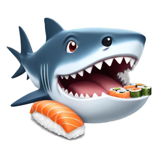 Shark eating sushi sticker